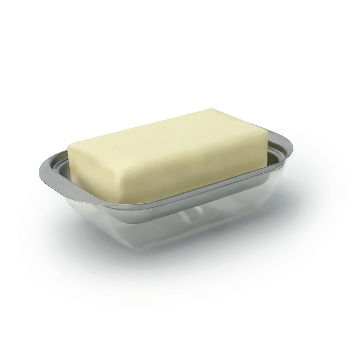 Butterdose Transparent/Edelstahl - Edelstahlfarben/Transparent, Basics, Kunststoff/Metall (17,9/5,5/11,2cm)