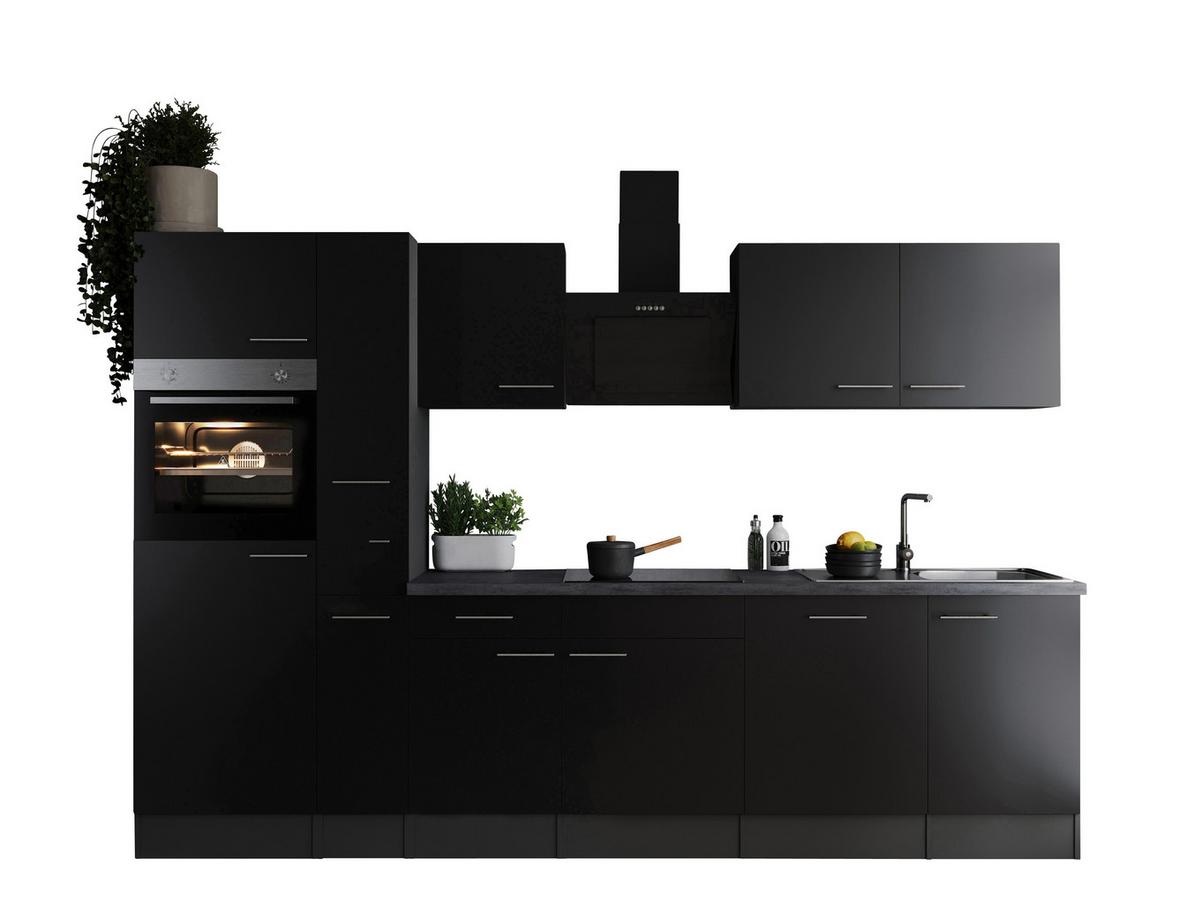 Küchenblock Oliver Grau, Schwarz B: 310 Cm - Schwarz/Grau, Design, Holzwerkstoff (310cm) - Respekta