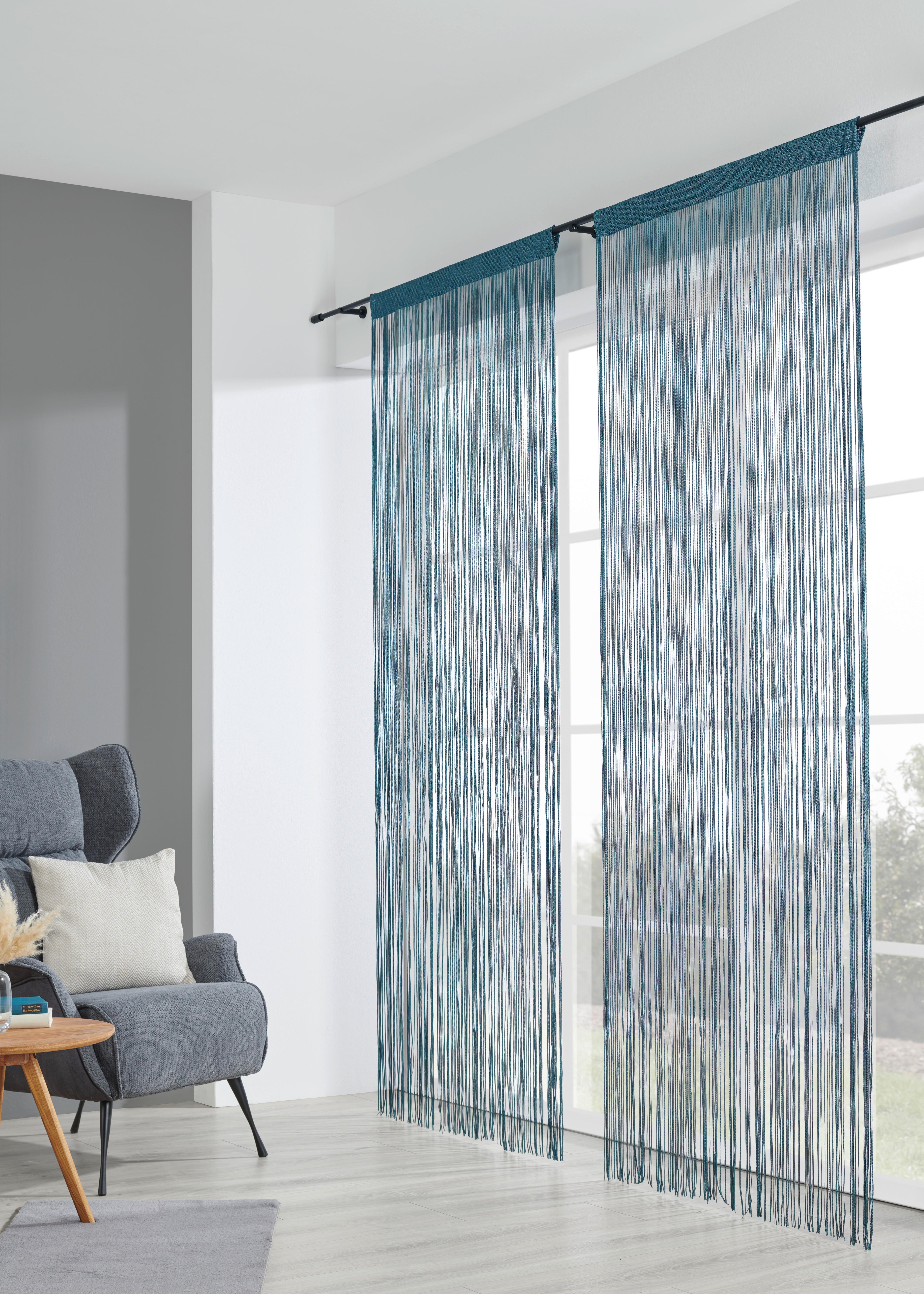 Provázkový Závěs String Uni, 90/250cm - jadeitově zelená, textil (90/250cm) - Premium Living