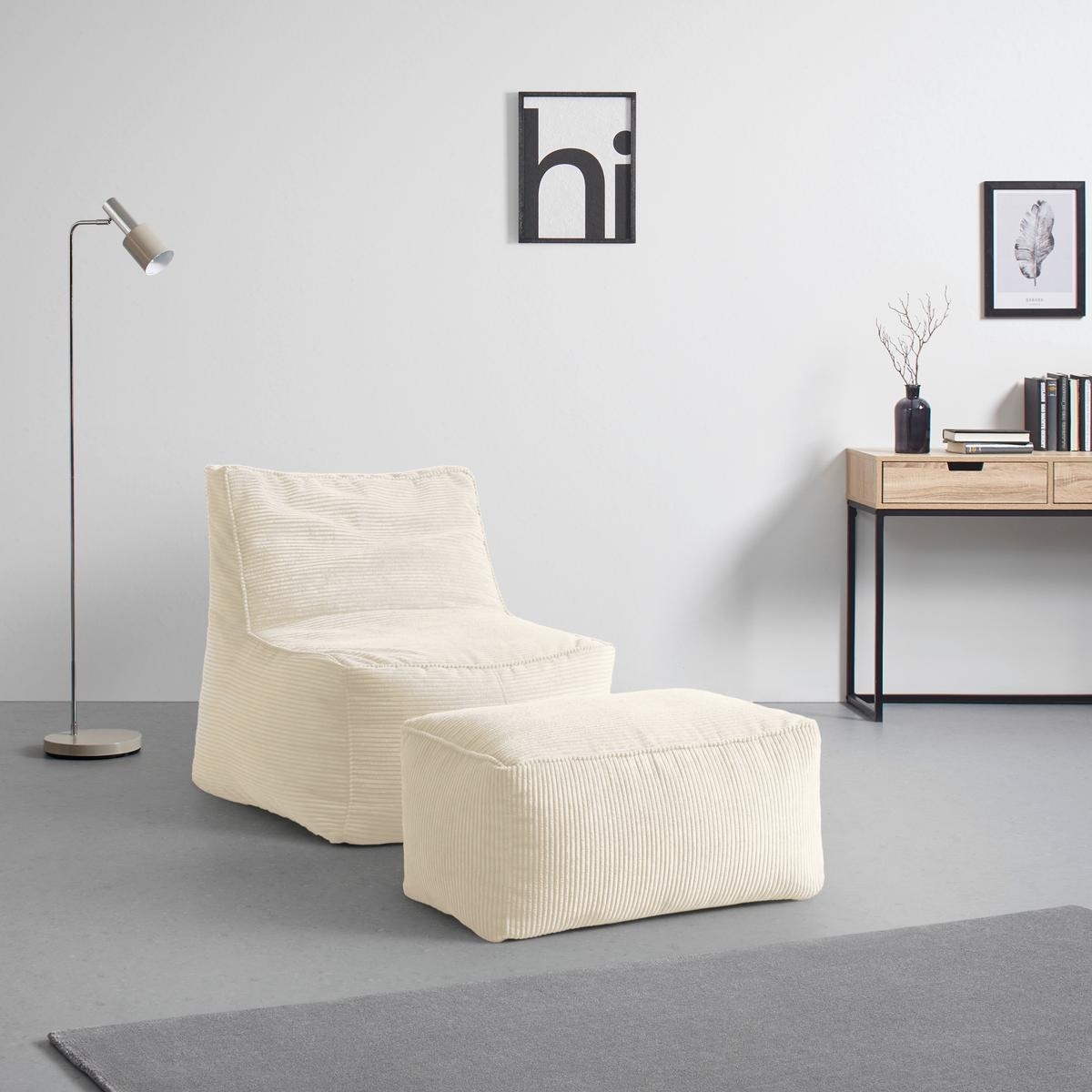 Sedací vak CAROLINE, bílý manšestr, max. 90 kg - bílá, Moderní, textil (75/84/88cm) - Mömax