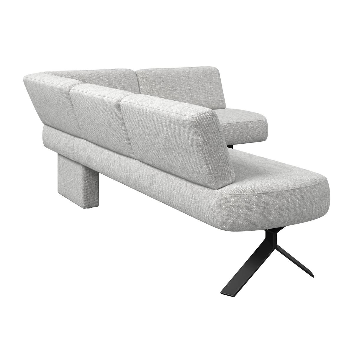 Eckbank hellgrau/Metallbeine Ulmo, S:248x176cm - Hellgrau/Schwarz, MODERN, Textil/Metall (248/176cm)