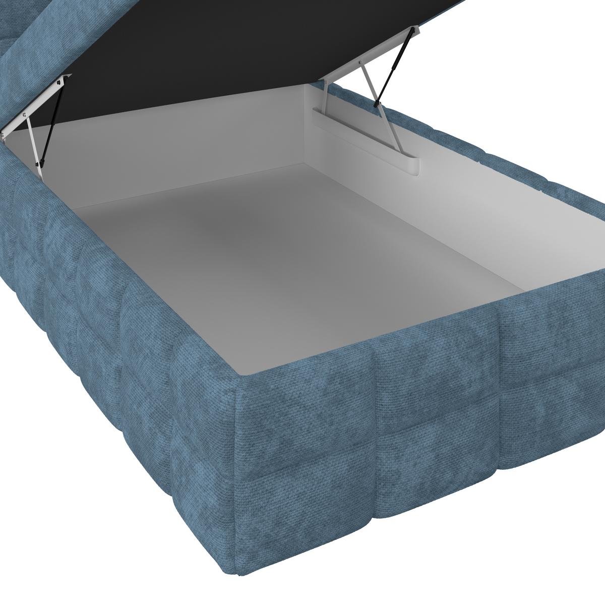 Čalúnená posteľ VEGA 140x200 cm, modrá - modrá/čierna, Trend, drevo/textil (140/200cm)