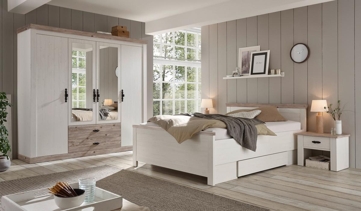 Schlafzimmer Florenz Pinienfarben/Hellbraun 4--Teilig - Hellbraun/Pinienfarben, Design, Holzwerkstoff - MID.YOU