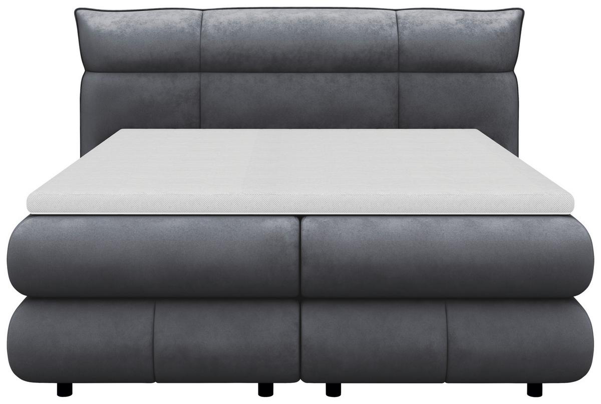 Boxspringbett Carmelo Anthrazit 180x200 cm - Anthrazit/Schwarz, Trend, Textil (180/200cm)