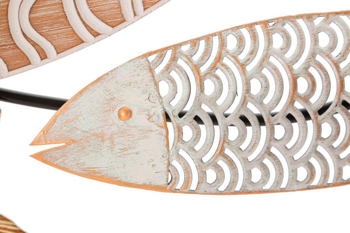 Wanddeko Fishy Naturfarben/Grau/Weiß B: 118cm - Naturfarben/Weiß, Basics, Holzwerkstoff/Metall (118/46.4/5.7cm)