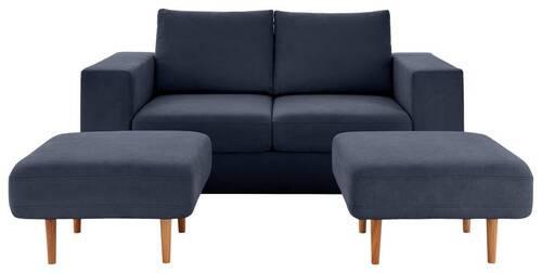 2-sitzer-sofa Looks V-2 Mit Hockern Dunkelblau - Eichefarben/Dunkelblau, Design, Textil (172/96/107cm) - LOOKS by W.Joop