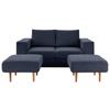 2,5-Sitzer-Sofa Looks Mit Hocker Dunkelblau Beine Eiche - Eichefarben/Dunkelblau, Design, Textil (192/96/107cm) - LOOKS by W.Joop