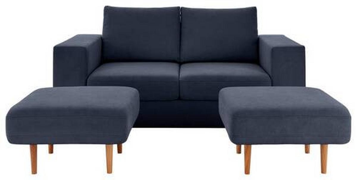 3-sitzer-sofa Looks V-2 - Eichefarben/Dunkelblau, Design, Textil (212/96/107cm) - LOOKS by W.Joop
