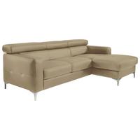 Ecksofa Mit Schlaffunktion Sammy Hellbraun Leder - Chromfarben/Hellbraun, Design, Leder (227/168cm) - Livetastic
