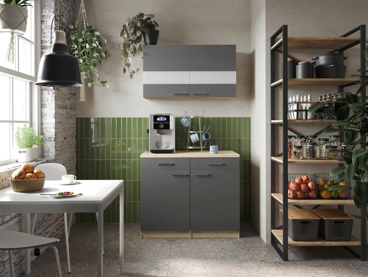 Buffet Merle Grau/Eiche Dekor B:100cm - Eichefarben/Grau, Basics, Glas/Holzwerkstoff (100/200/60cm) - Respekta