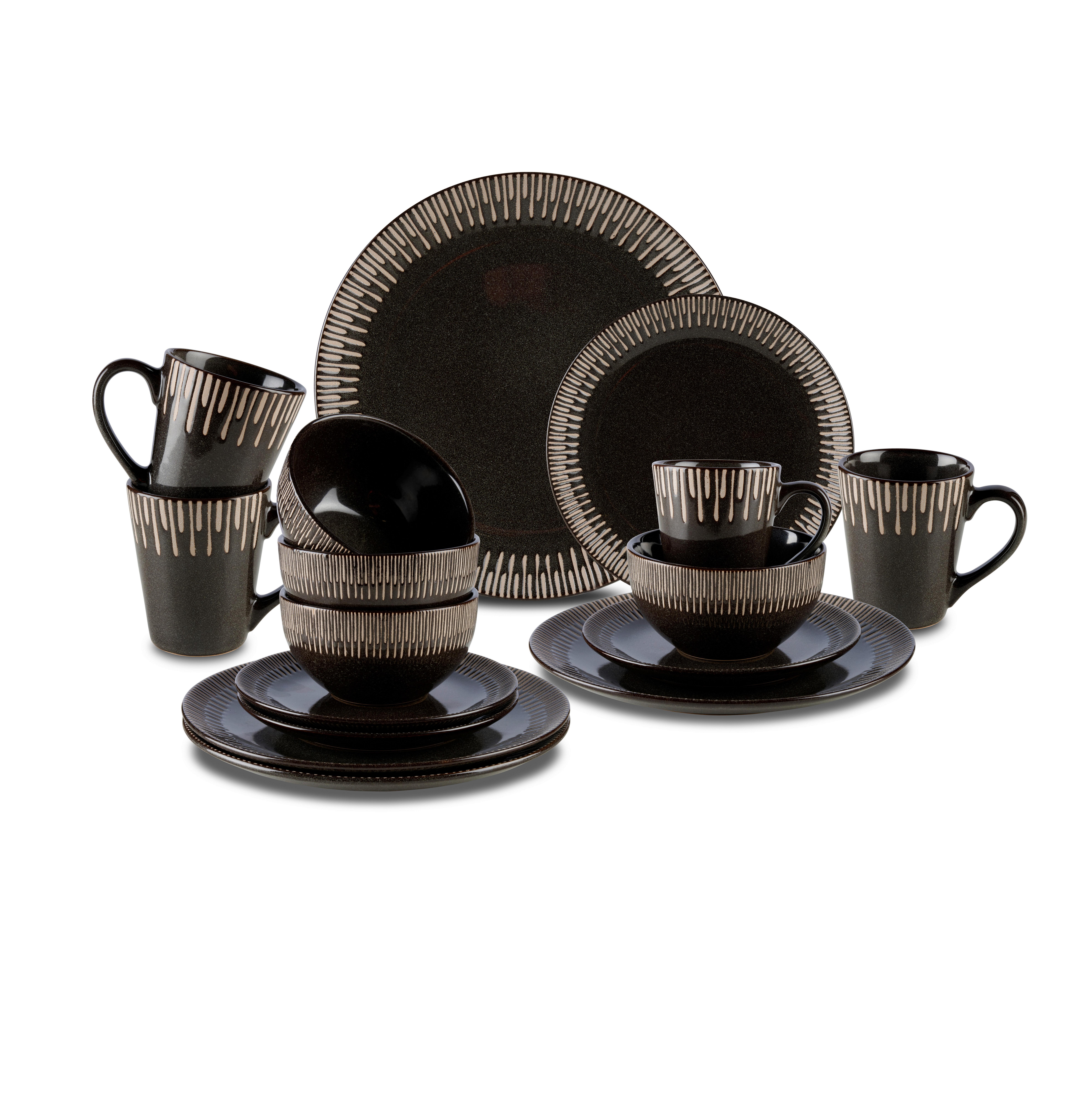 Kombinovaný servis ELROY, 16-dielna pre 4 osoby - sivá, Modern, keramika (35/22.5/31cm) - Modern Living