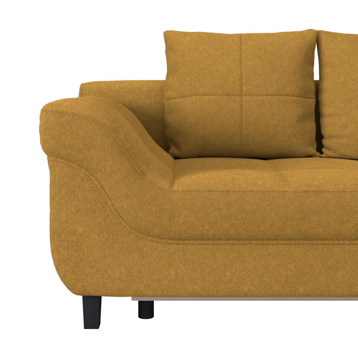 Ecksofa Mendoza - Senfgelb/Schwarz, Design, Textil (309/197cm) - Ondega