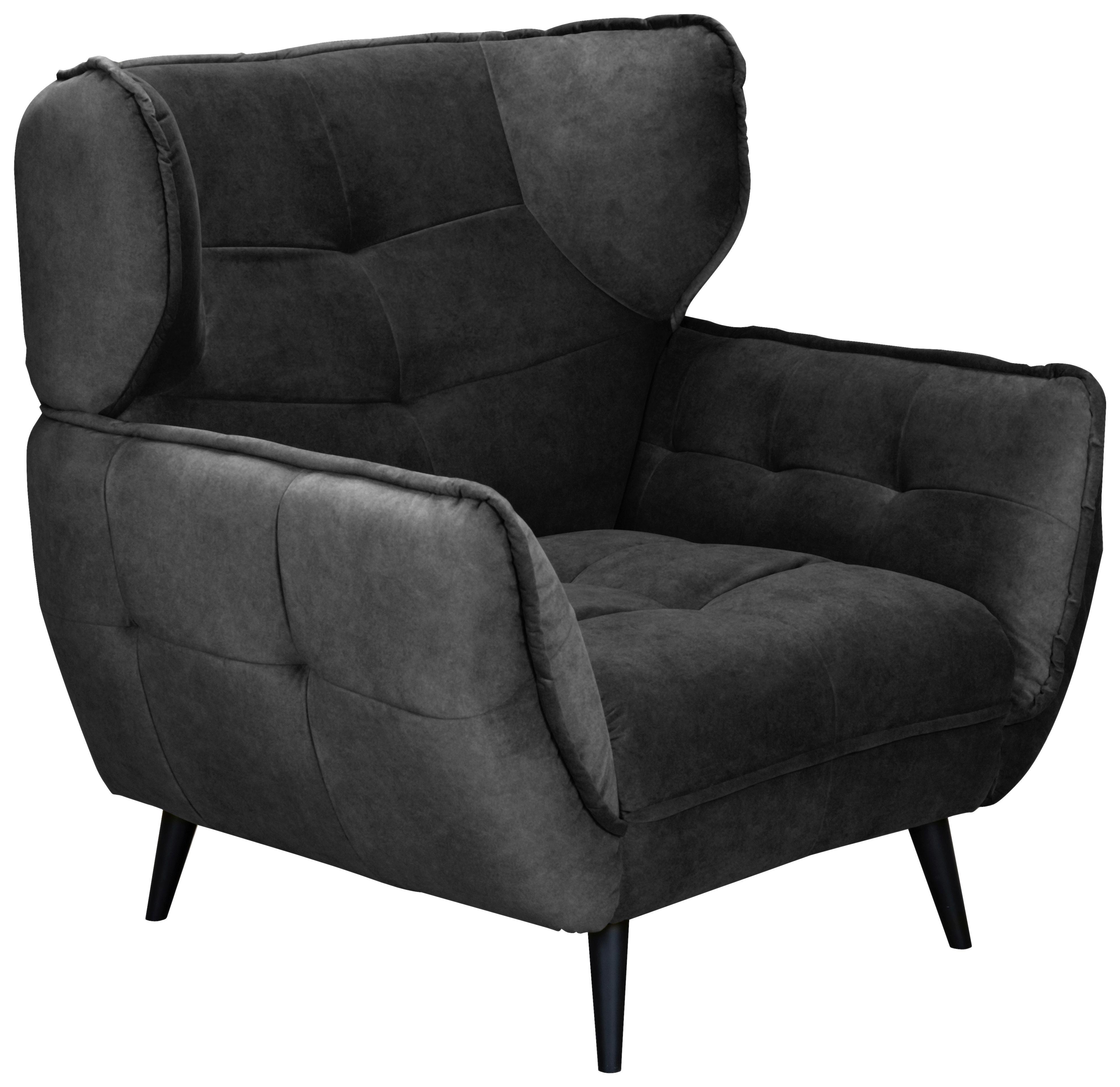 Široké kreslo Ariana, antracitové - čierna/antracitová, Modern, kov/textil (103/105/98cm)