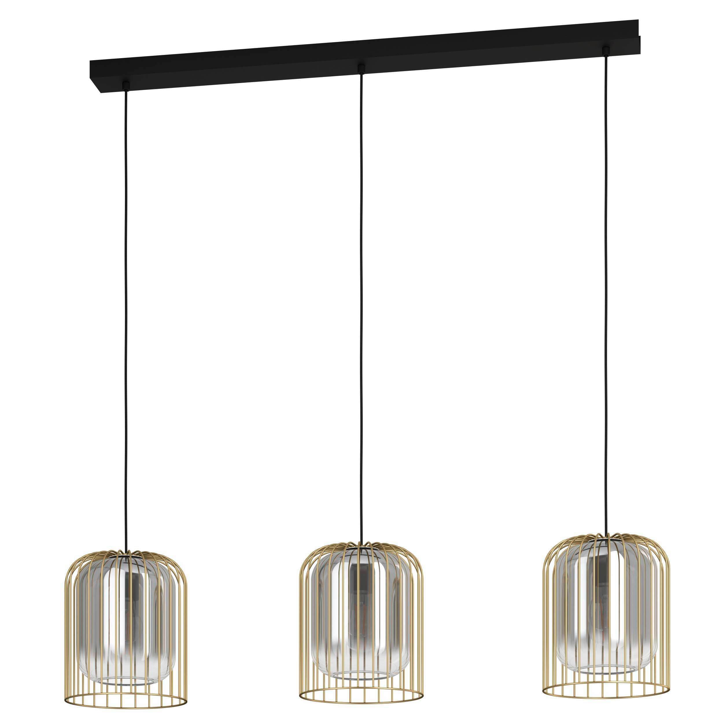 Hängeleuchte Caminata Schwarz Goldfarben B:17 cm - Goldfarben/Schwarz, Design, Glas/Metall (103/17/150cm) - Eglo