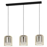 Hängeleuchte Caminata Schwarz Goldfarben B:17 cm - Goldfarben/Schwarz, Design, Glas/Metall (103/17/150cm) - Eglo