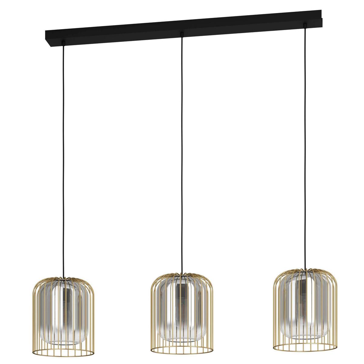 Hängeleuchte Caminata Schwarz Goldfarben B:17 cm - Goldfarben/Schwarz, Design, Glas/Metall (103/17/150cm) - Eglo
