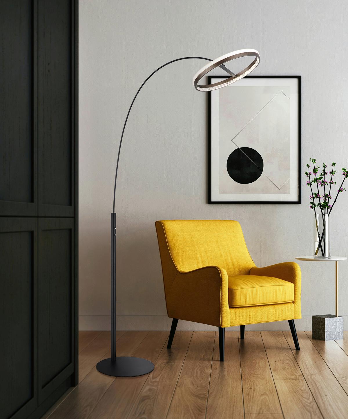 LED-STEHLEUCHTE 67179S DELLA - Klar/Dunkelgrau, Design, Kunststoff/Metall (92,5/39,5/190,4cm) - Globo