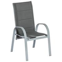 Gartensessel Stapelbar Amalfi Aluminium - Grau, MODERN, Kunststoff/Metall (59/107/71cm) - Gardenson