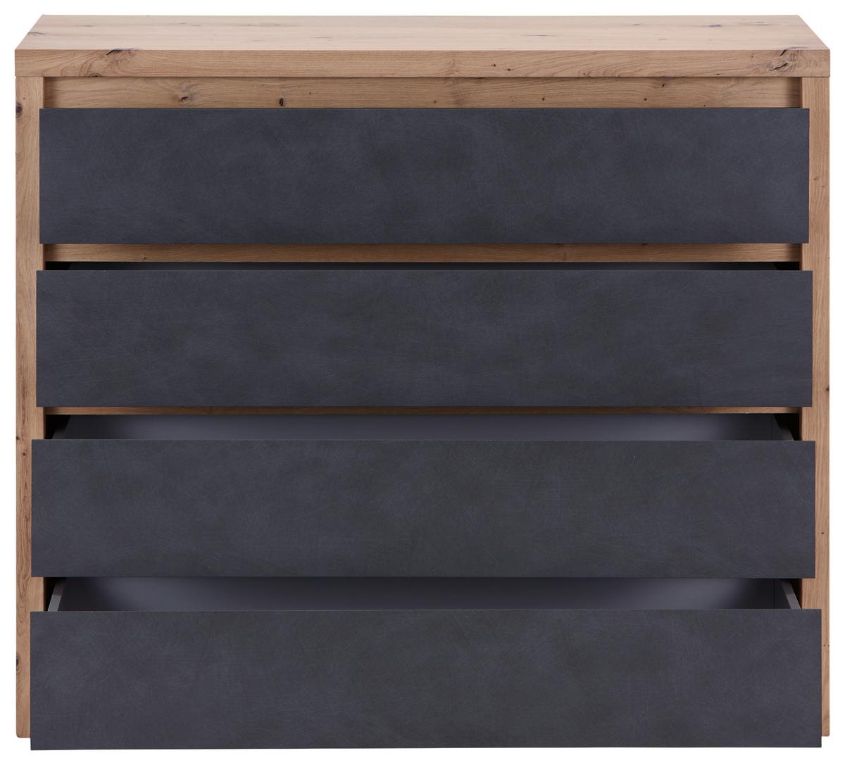 Kommode B: 105 cm Larios, Graphitfarben/Eiche Dekor - Graphitfarben/Eiche Artisan, MODERN, Holzwerkstoff (105/91/40cm)