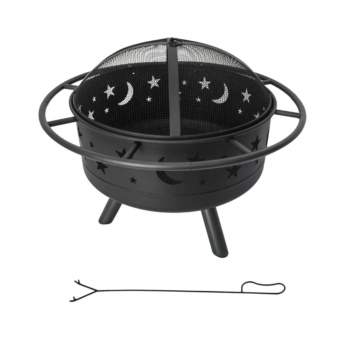 Feuerkorb Feuerstelle mit Funkenschutz - Schwarz, LIFESTYLE, Metall (76/60cm)
