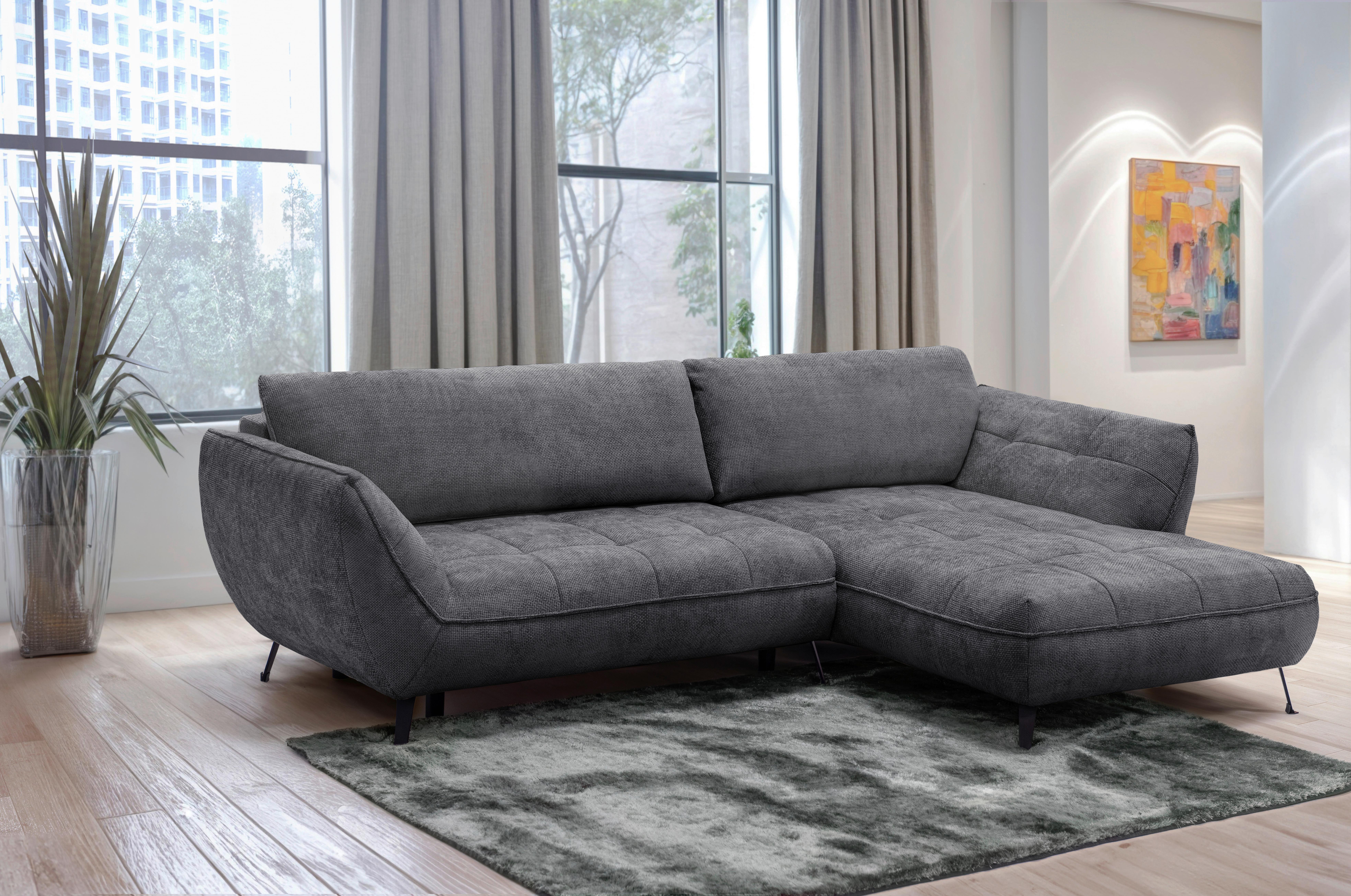 Ecksofa Samoa Anthrazit S: 282x187 cm - Anthrazit/Schwarz, Design, Textil (282/187cm) - Livetastic