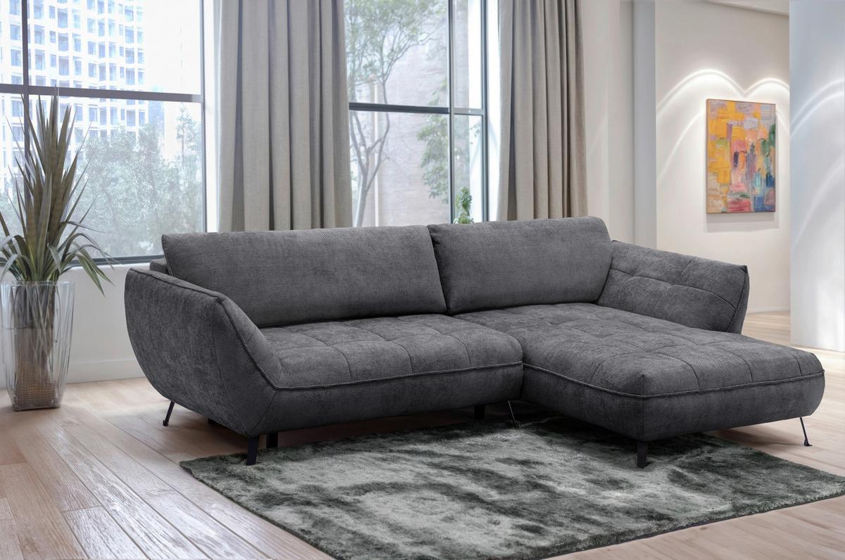 Ecksofa Samoa Anthrazit S: 282x187 cm - Anthrazit/Schwarz, Design, Textil (282/187cm) - Livetastic