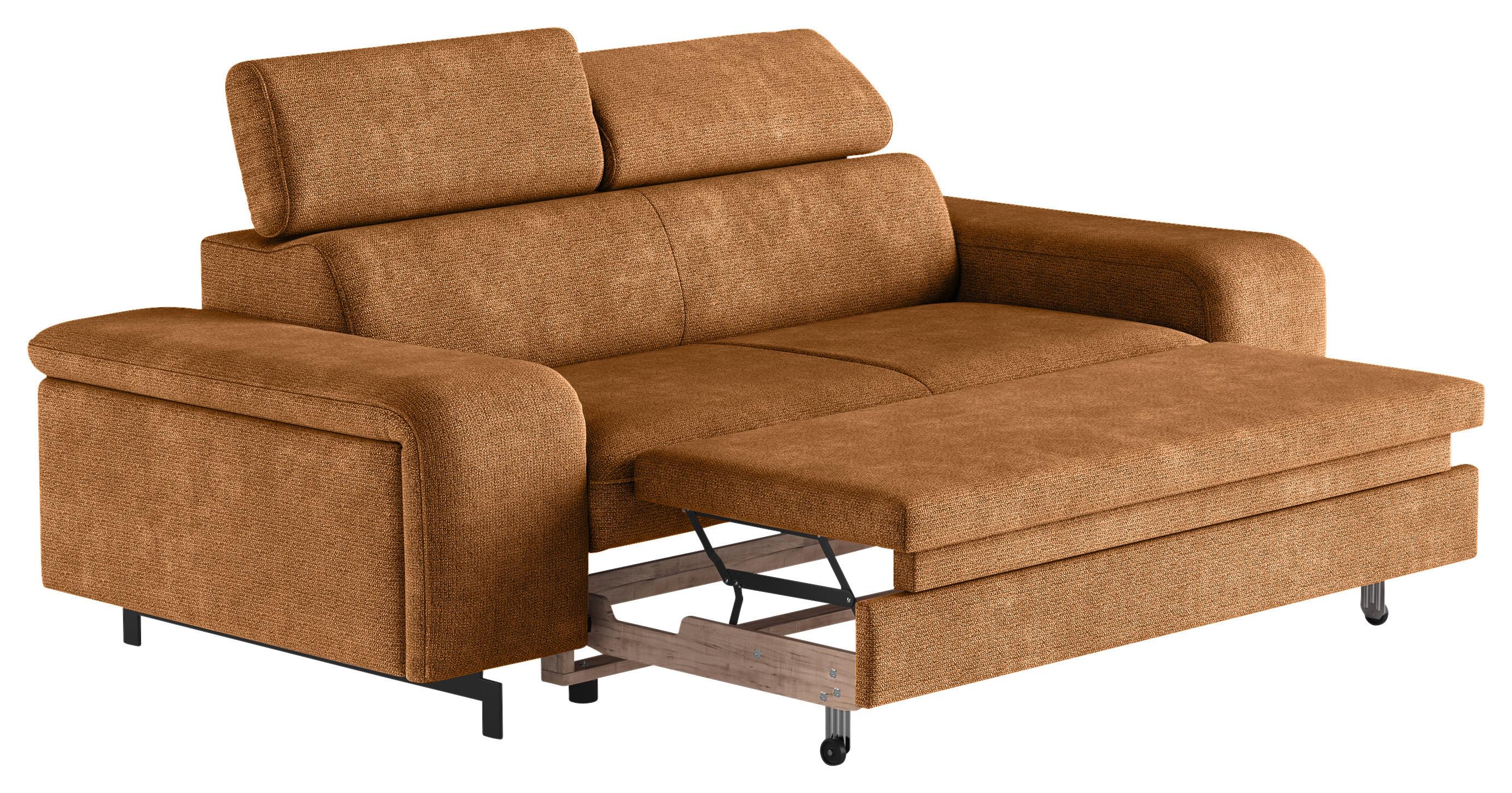 3-Sitzer-Sofa Emma Mit Liegefunktion Cognac B: 217 cm - Cognac/Schwarz, Textil (217/81/100cm) - MID.YOU