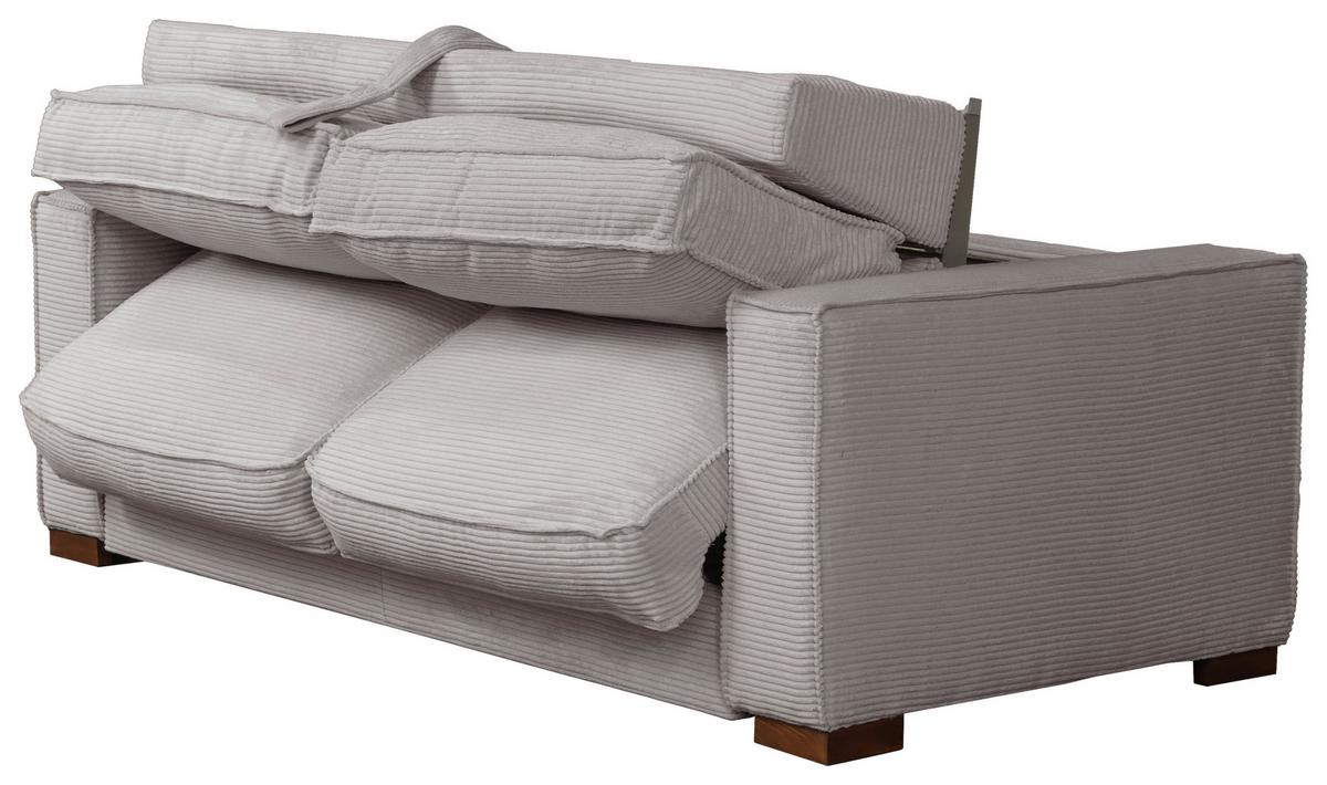 Schlafsofa Texas Hellgrau Cord, B: 203 Cm - Dunkelbraun/Hellgrau, Design, Textil (203/85/99cm) - MID.YOU