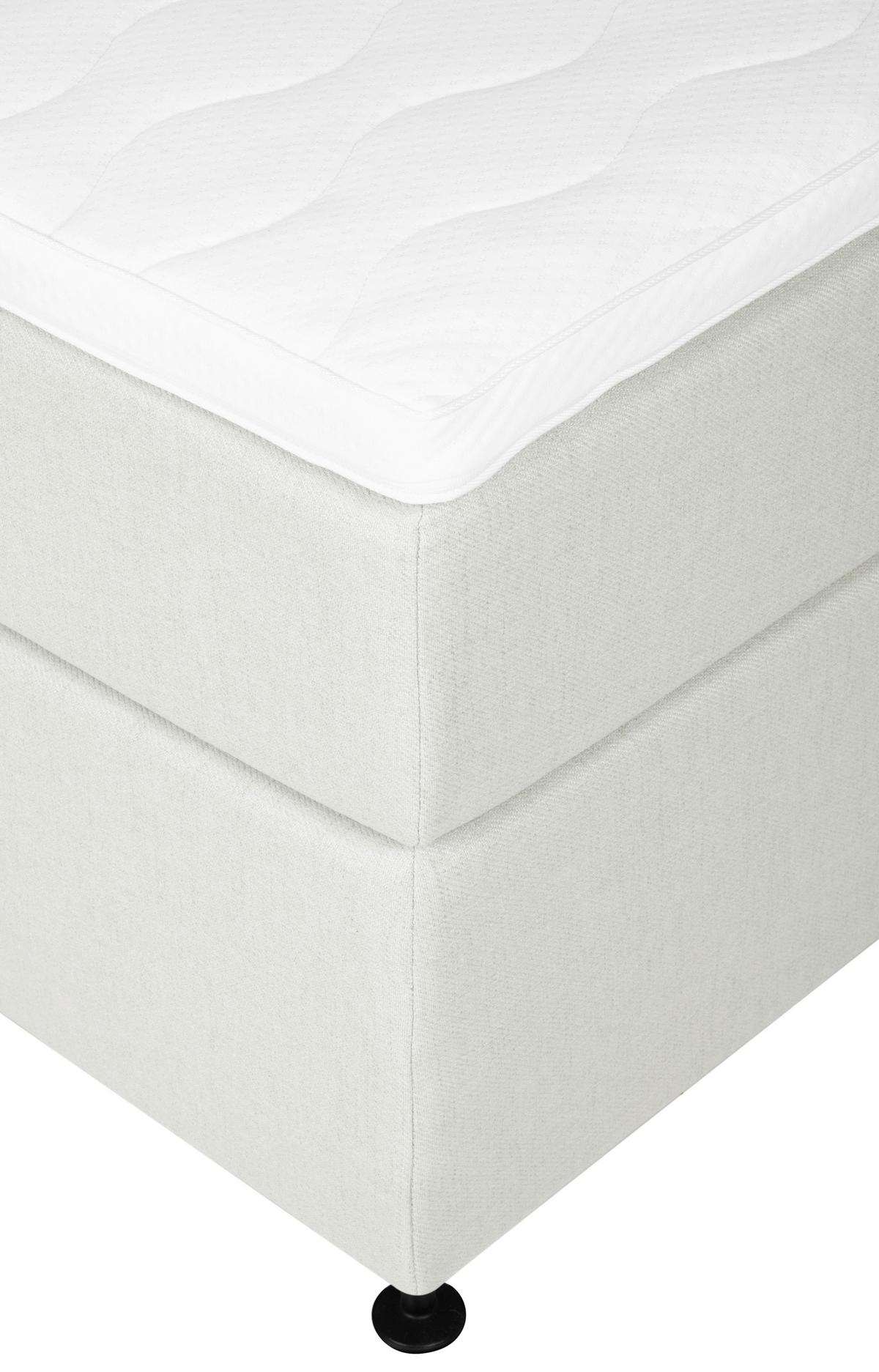 Boxspringbett mit Topper 140x200 cm Wels, Creme - Creme/Schwarz, MODERN, Textil (140/200cm) - MID.YOU