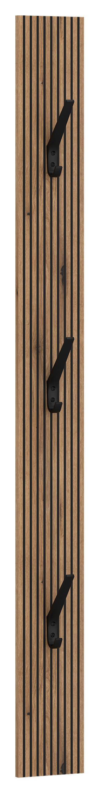 Garderobenpaneel Aladin Stehend & Hängend Montierbar - Eichefarben, MODERN, Holzwerkstoff (14,5/155/1,6cm)