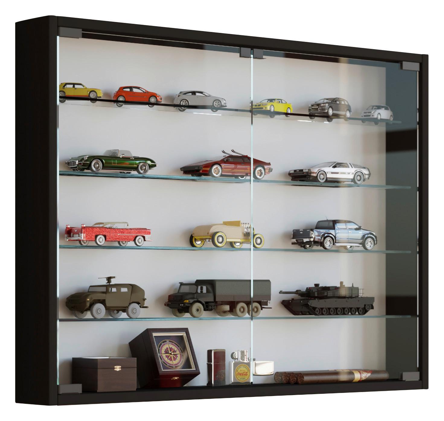 Hängevitrine Mandosa L B: 80cm Schwarz Dekor, Sicherheitsglas - Transparent/Schwarz, KONVENTIONELL, Glas/Holzwerkstoff (80/60/10cm) - MID.YOU