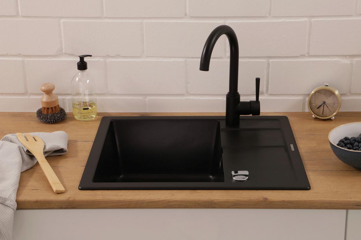 Spüle Nashville Schwarz 58x20 cm - Schwarz, Basics, Stein (58/20/50cm) - Respekta
