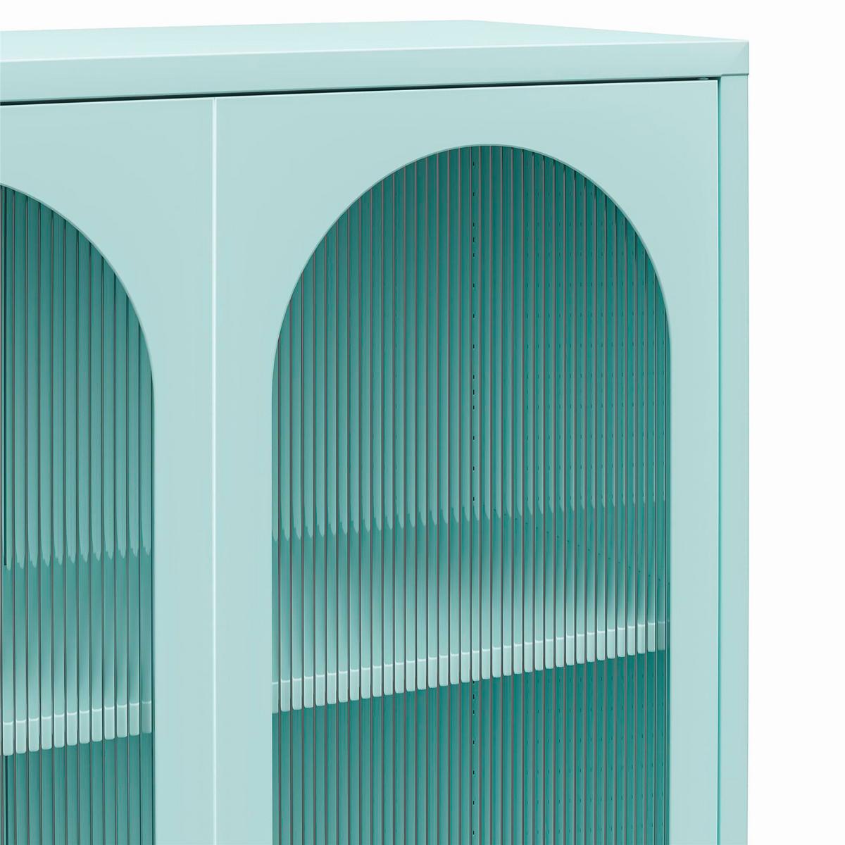 Garderobenschrank Luna Blau H: 186 Cm - Blau, Design, Glas/Metall (80/186/40cm) - MID.YOU