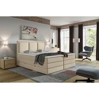 Boxspringbett Swing Webstoff Beige 200x200 Cm - Beige, Design, Holzwerkstoff/Textil (200/200cm) - MID.YOU
