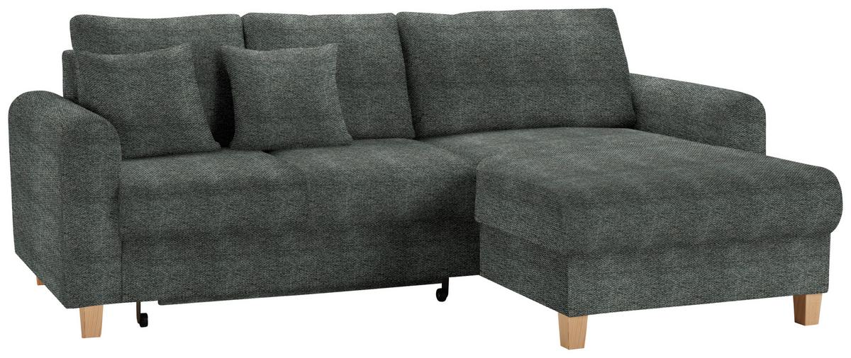 Rohová sedačka LILLE, oboustr., grafitový velur - barvy grafitu/světle hnědá, Moderní, dřevo/textil (232/110/156cm) - Mömax
