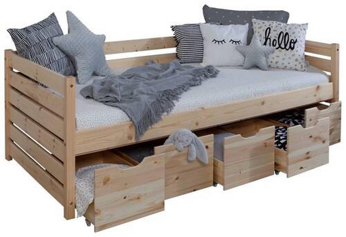 Stauraumbett Naomi - Naturfarben, MODERN, Holz (90/200cm) - MID.YOU