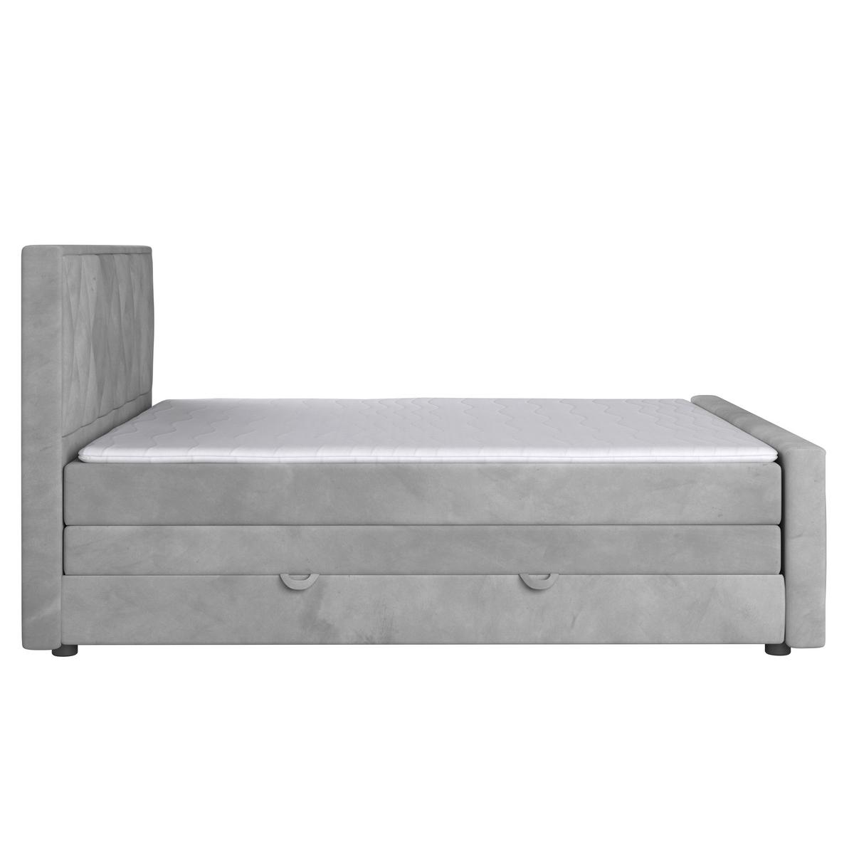 Boxspringbett Porto 180x200 cm Hellgrau - Hellgrau/Schwarz, MODERN, Karton/Holzwerkstoff (180/200cm) - MID.YOU