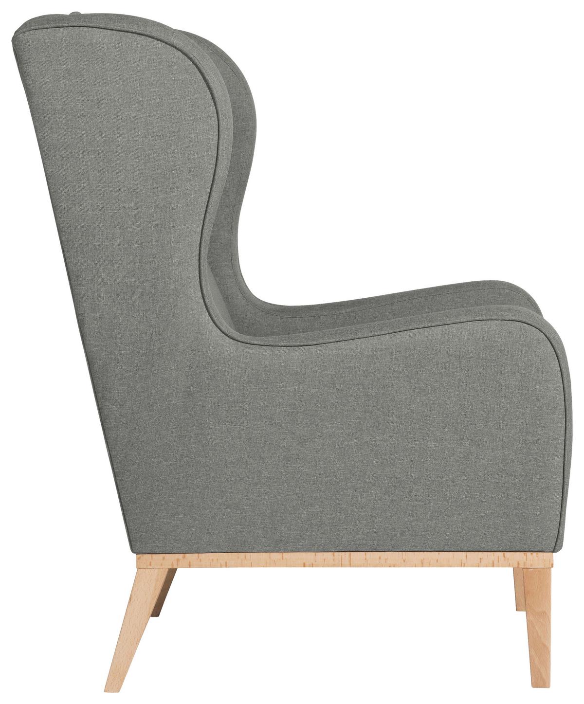 Ohrensessel Angelo - Hellgrau/Naturfarben, KONVENTIONELL, Textil (66/104/78cm) - Max Winzer