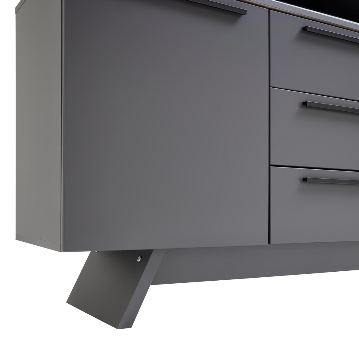 TV-Element Atlanta B: 200,1 cm Grau/Eiche Dekor - Eichefarben/Grau, MODERN, Holzwerkstoff (200,1/80,2/46,2cm)