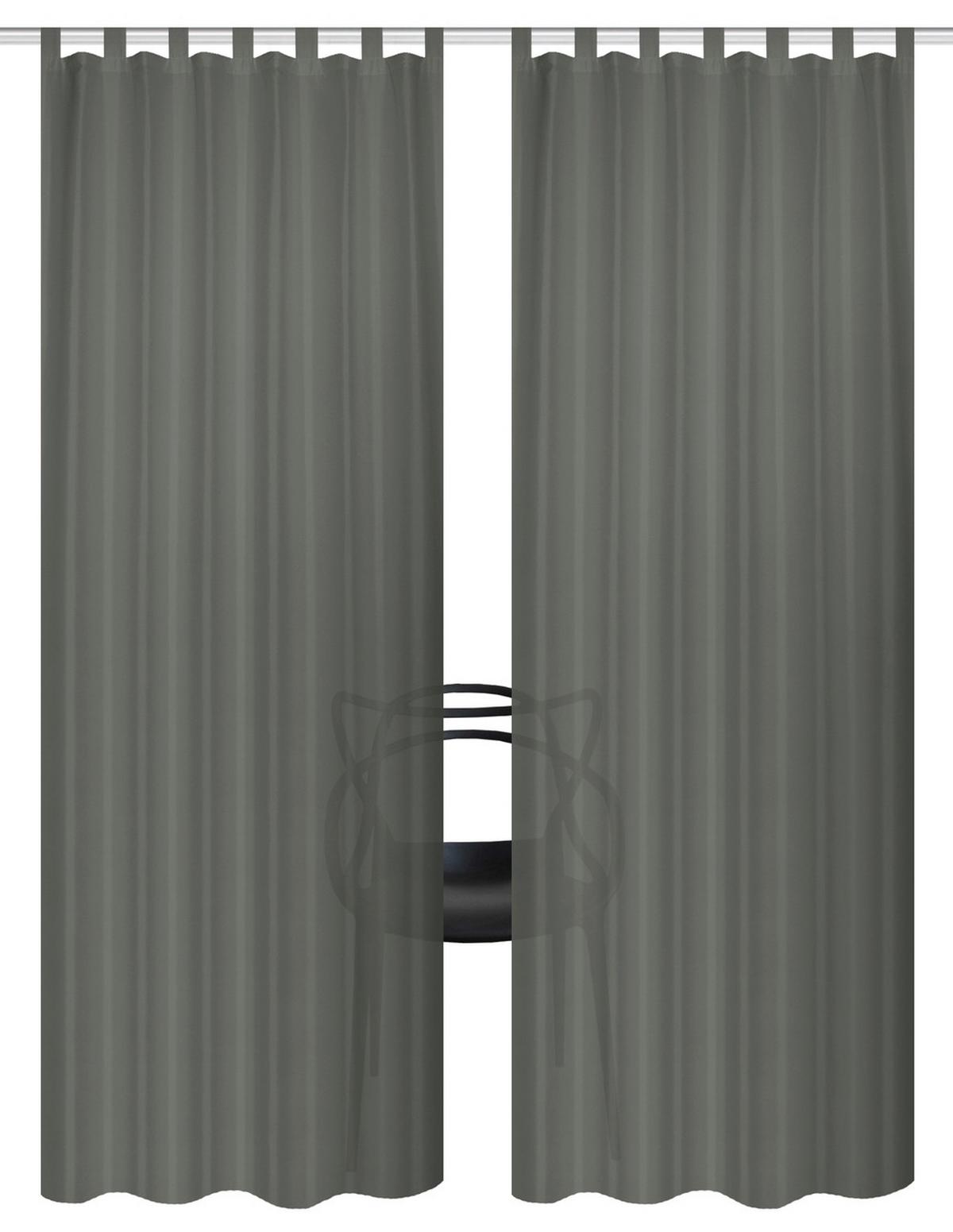 Schlaufenvorhang Fersken 2er Set - Anthrazit, Basics, Textil (130cm)
