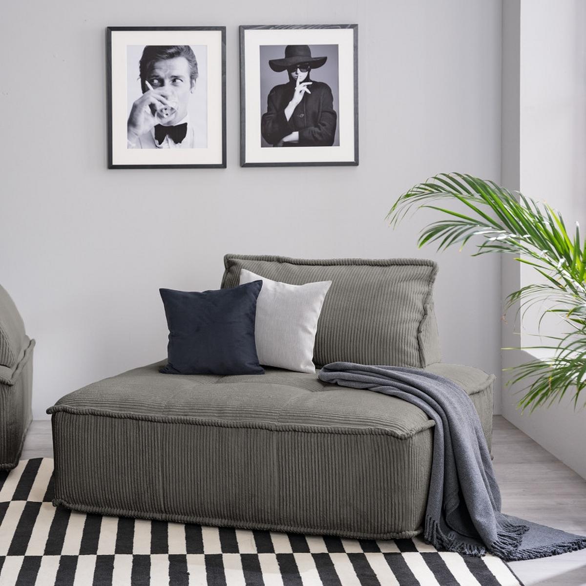 Rückenkissen Cordy, Anthrazit B: 83 Cm - Anthrazit, MODERN, Textil (83/25/42cm) - Trendmanufaktur