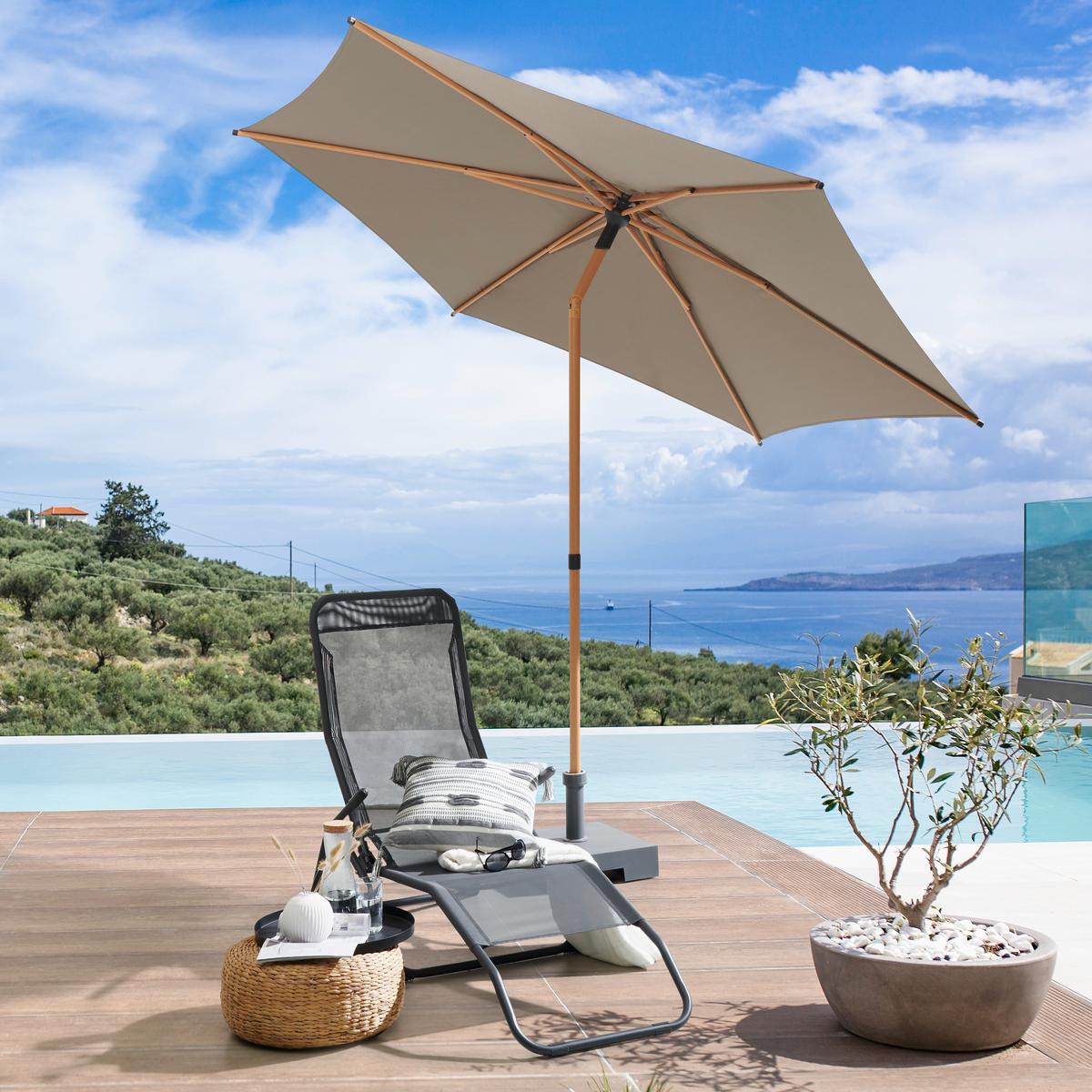 Sonnenschirm Sun BxHxT: 270x270x220 cm Taupe - Taupe, MODERN, Textil/Metall (270/270/220cm) - Beldano