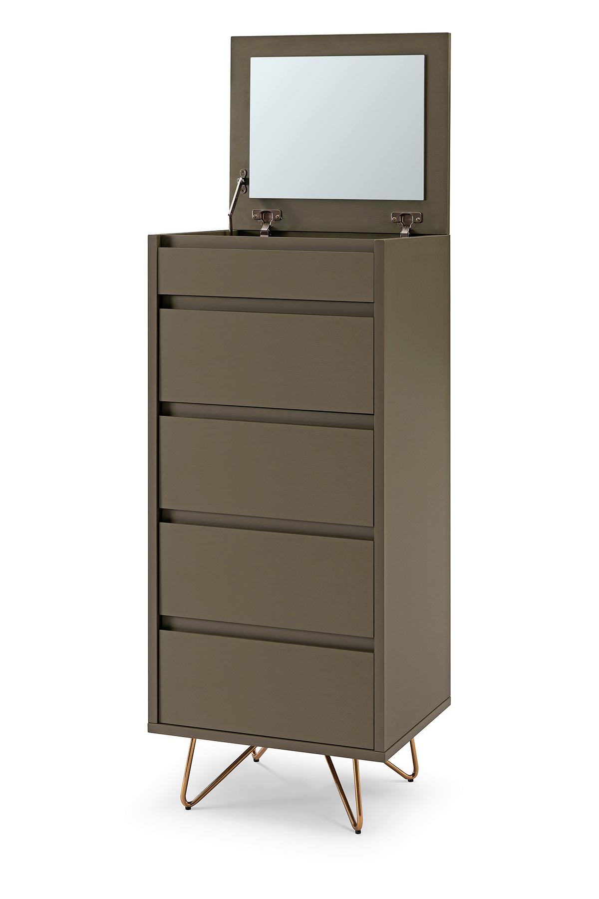 Kommode Grau B: 45cm - Messingfarben/Grau, Design, Glas/Holzwerkstoff (45/110/40cm) - Livetastic