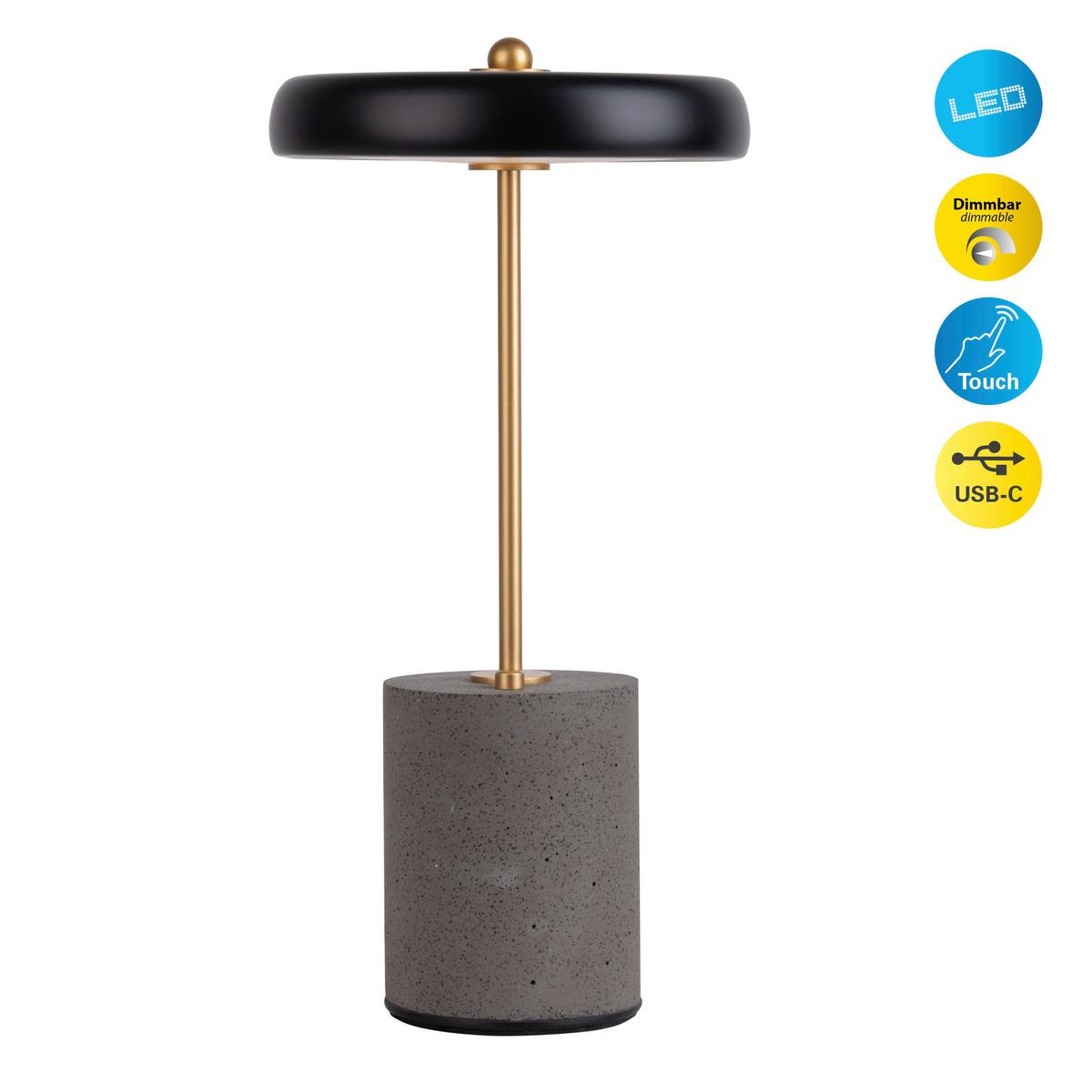 Akku-Tischleuchte 5306422 - Goldfarben/Schwarz, Design, Metall (15/30cm) - Näve