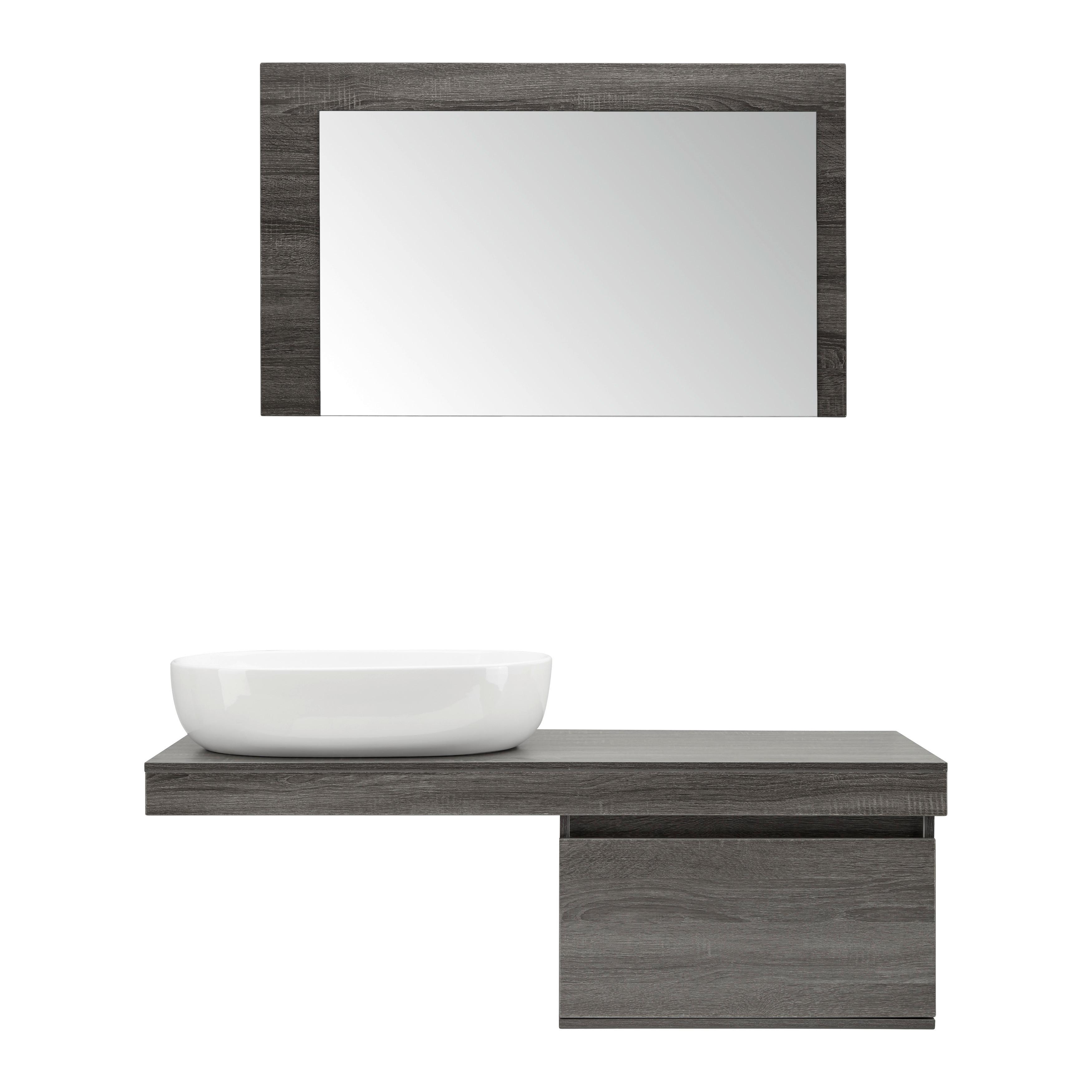 Koupelna Domenico šířka 120cm - bílá/šedá, Moderní, sklo/keramika (120/40/50cm) - P & B