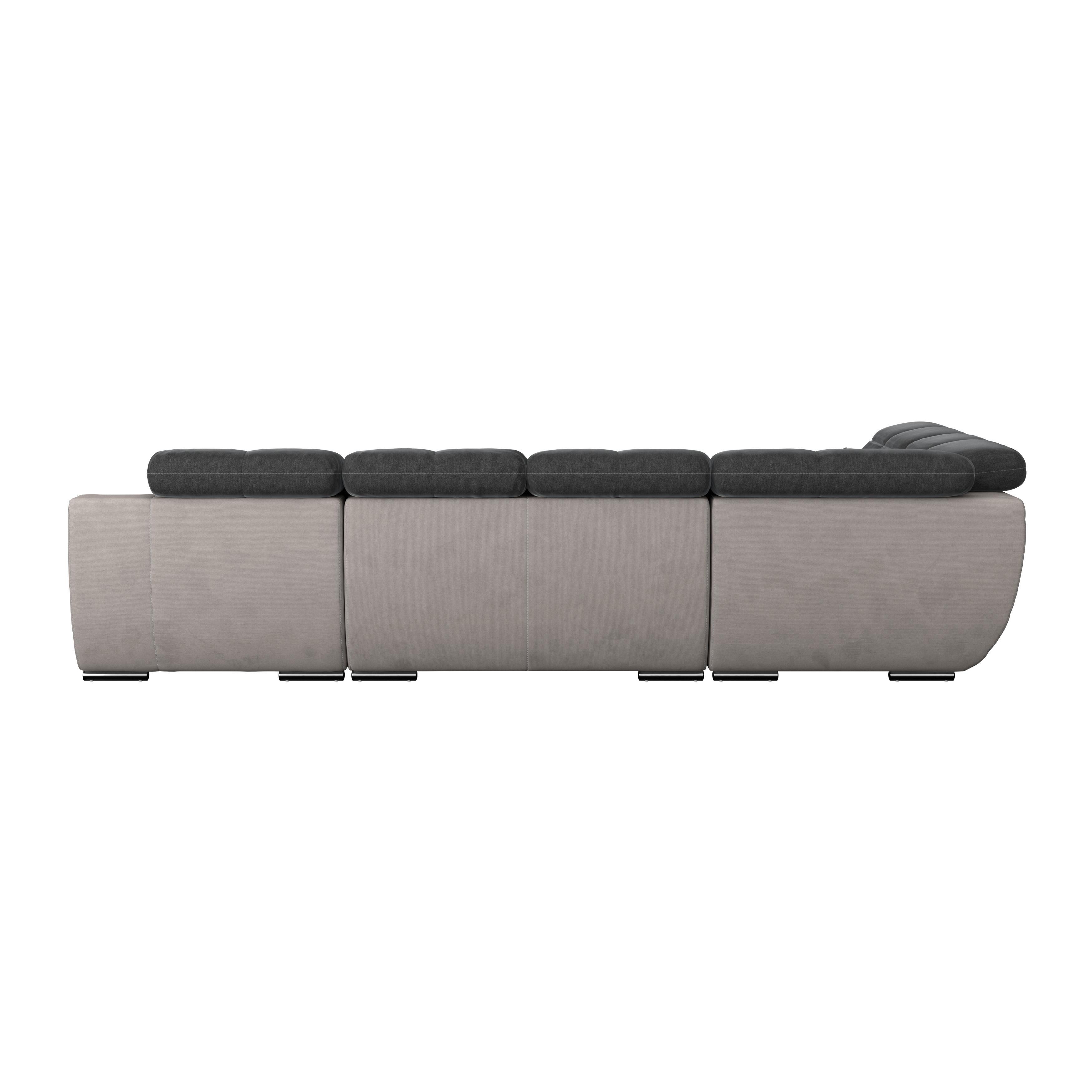 Wohnlandschaft Multi Mit Schlaffunktion Anthrazit/grau - Chromfarben/Anthrazit, MODERN, Textil (228/345/184cm)