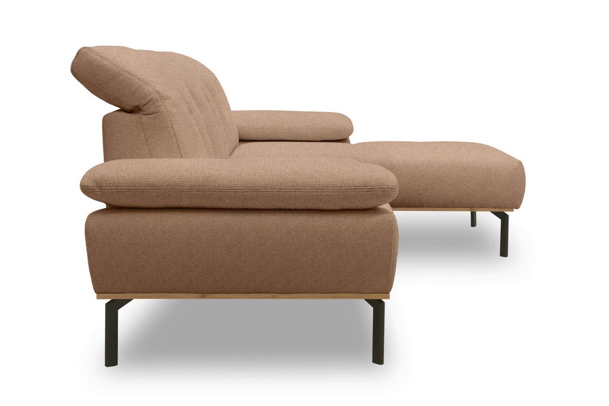 Ecksofa Rotbraun S: 242x170 cm - Wildeiche/Rotbraun, Design, Holz/Textil (242/170cm) - MID.YOU