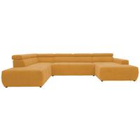 Wohnlandschaft Brandon Kopfteilverstellung Orange - Schwarz/Orange, Design, Textil (228/359/175cm) - MID.YOU