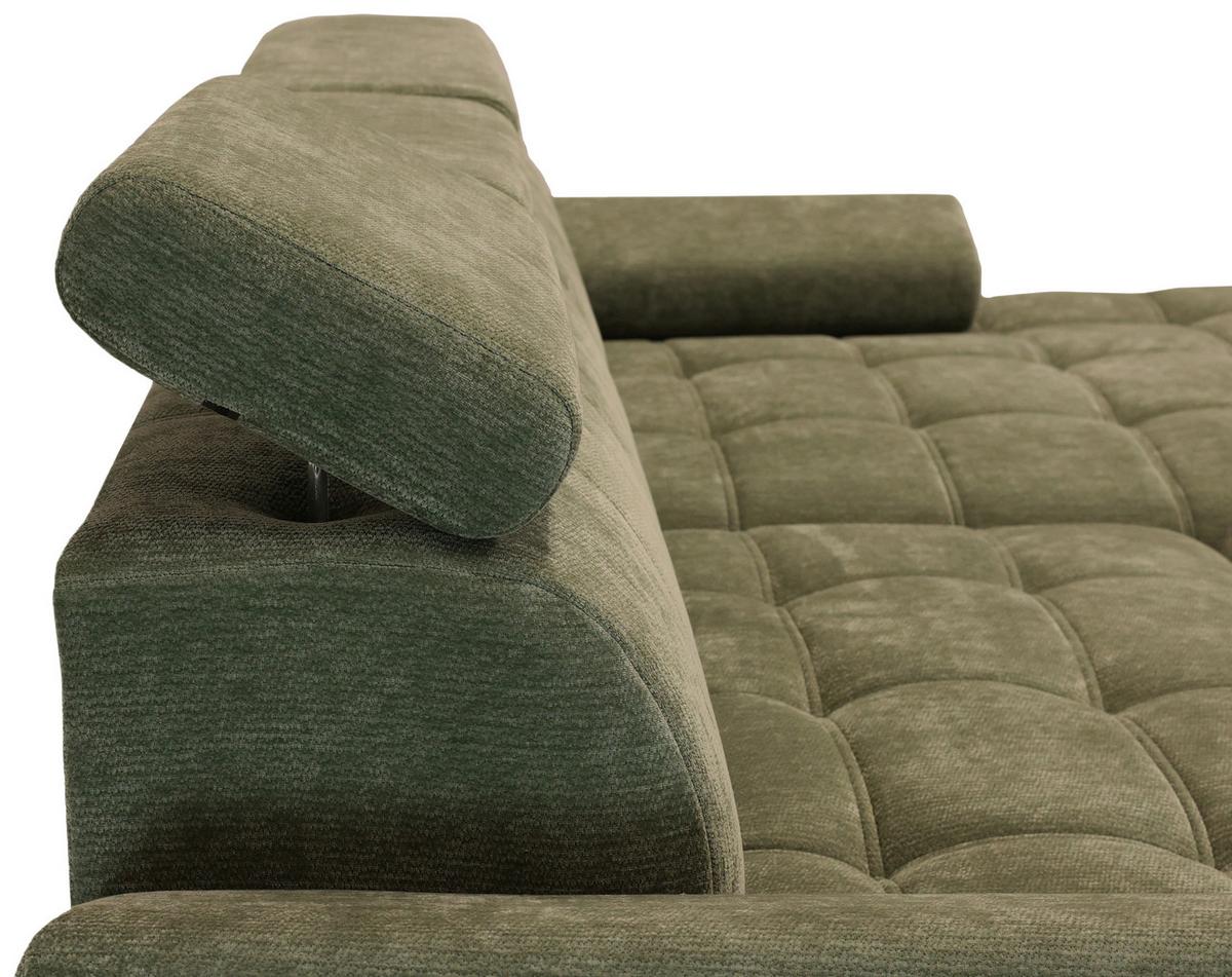 Rohová sedačka VEGAS, pravá, lesní zelená žinylka - černá/lesní zelená, Design, dřevo/textil (294/173cm)