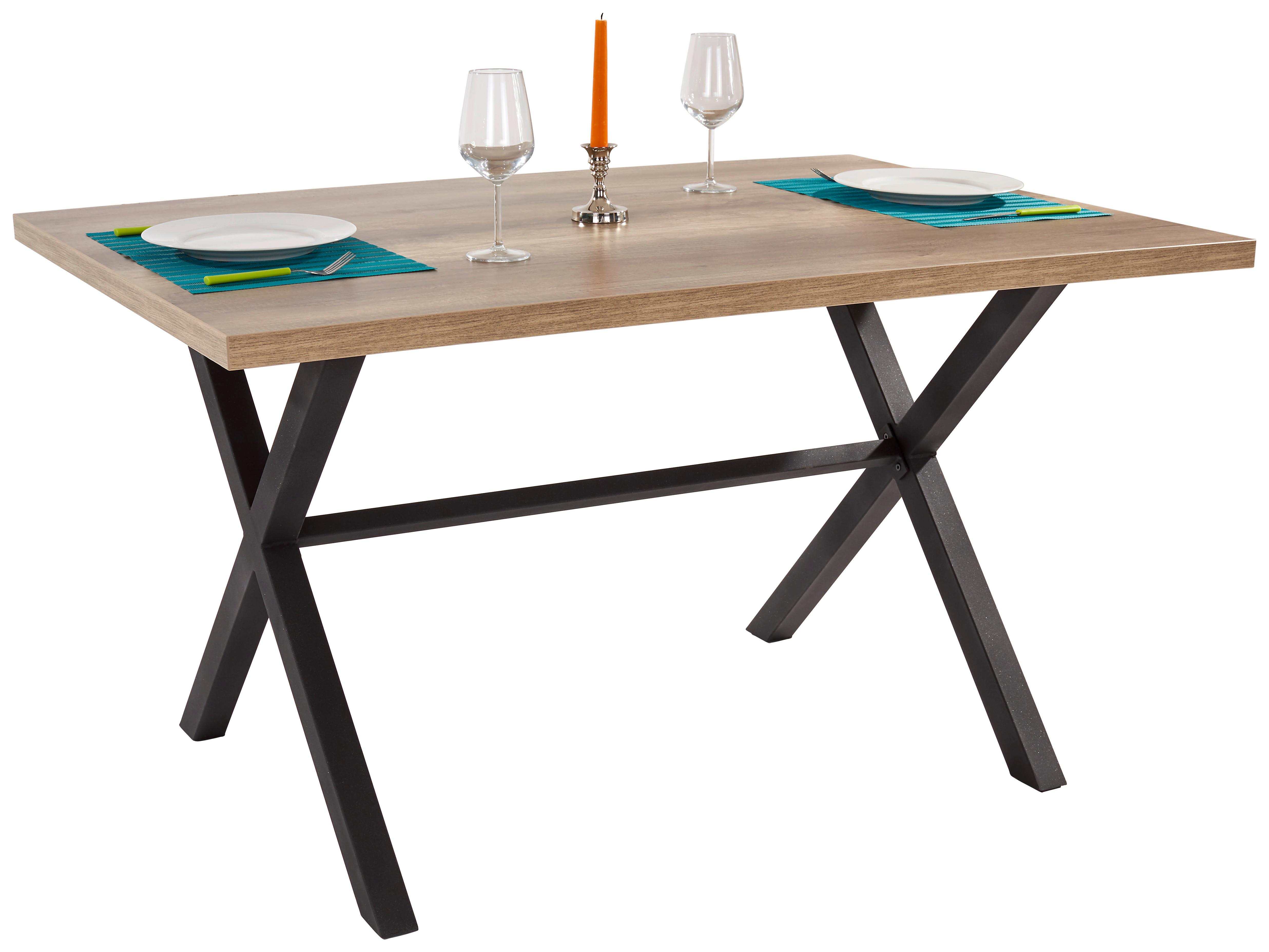 Esstisch Bonny 140x90 cm Wildeiche Dekor/Anthrazit - Eichefarben/Anthrazit, KONVENTIONELL, Holzwerkstoff/Metall (140/75/90cm)